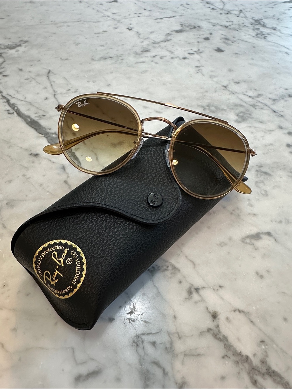 Ray-Ban Gold Frame Brown Gradient Lens Sunglasses